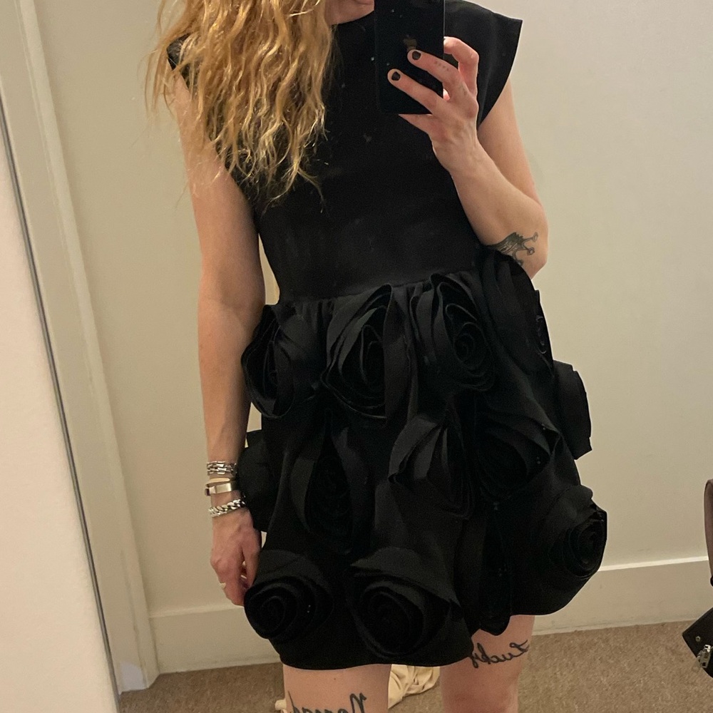 Viktor + Rolf Garden City Black Dress w Floral Rose Appliqué Mini! - Picture 2 of 8